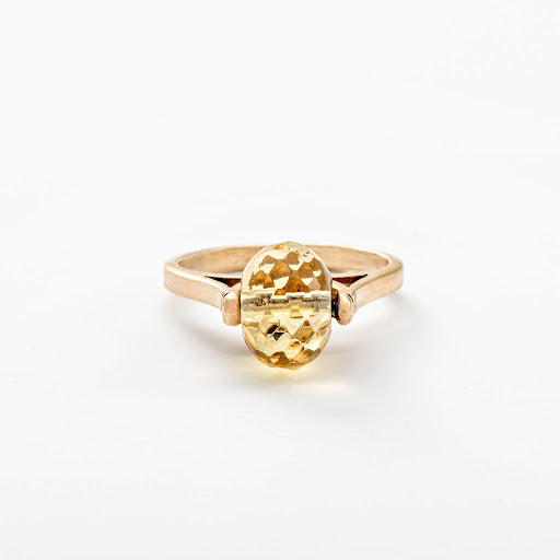 14k Gold Citrine Bead Ring