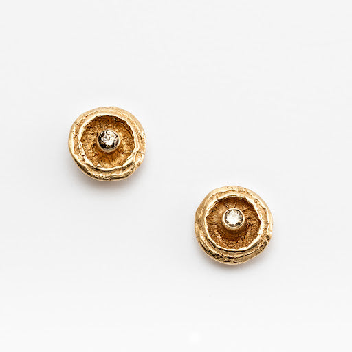 Gold and Diamond Smush Dot Studs