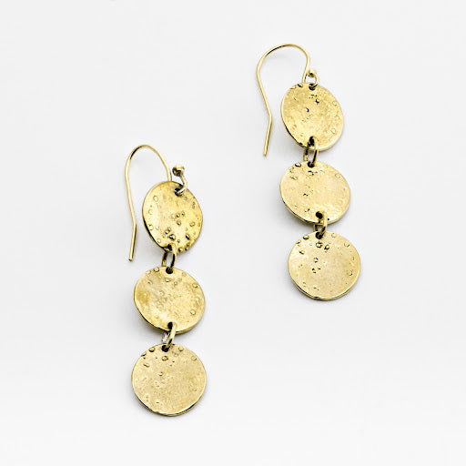 Long Gold Tiny Moonscape Earrings