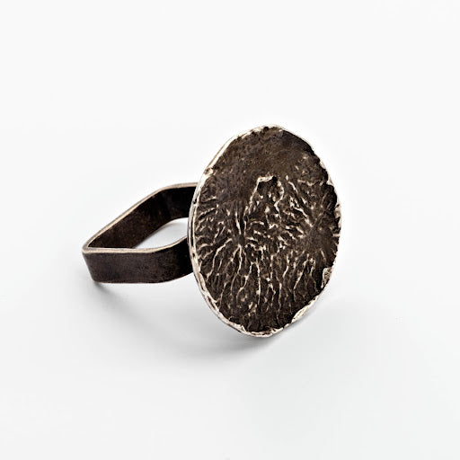 Oxidized Sterling Silver Moonscape Ring