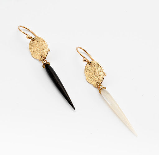 18k Gold Landscape Drop Spike Earrings
