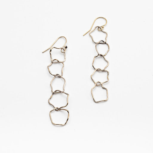 Long Sterling Silver Starburst Chain Earrings