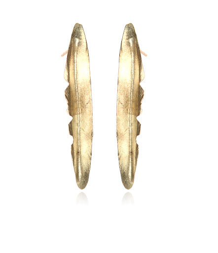 Medium 14k Gold Feather Earrings