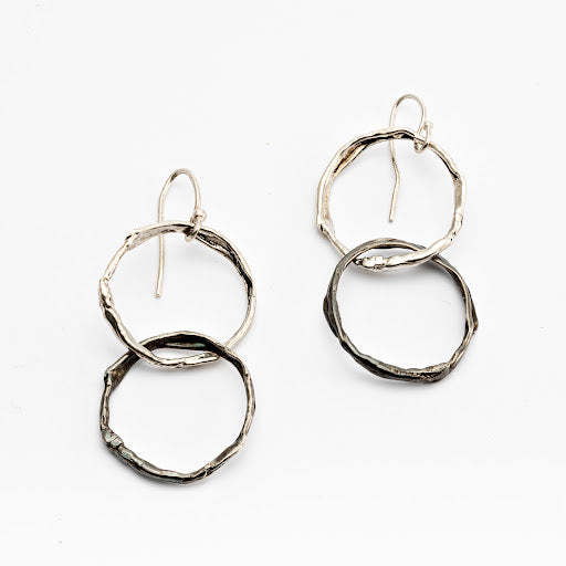 Sterling Silver and Oxidized Sterling Silver Smush Loop Chain Earrings