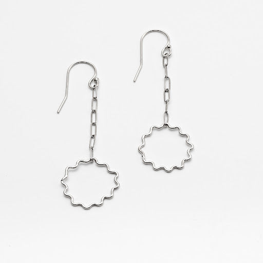 Sterling Silver Starburst Chain Dangle Earrings