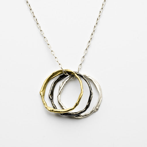 Gold, Sterling Silver and Oxidized Sterling Silver Smush Necklace